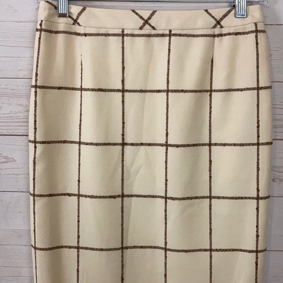 Escada 34 US Small Ivory WindowPane Pencil Skirt - Picture 2 of 9
